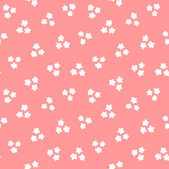Fototapeta na wymiar White flower pattern on pink background