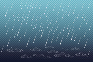 Vector illustration of cool single weather with cloud and heavy fall rain.