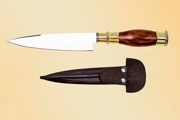 handmade knife with leather scabbard