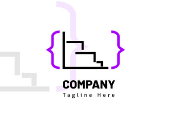 Obraz premium stair studio web code illustration logo template