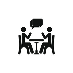 Two people at the table icon design isolated on white background. Vector illustration