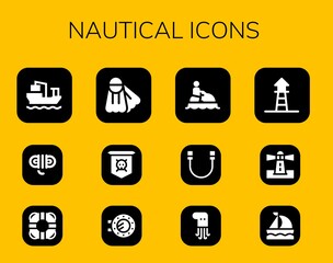 Modern Simple Set of nautical Vector filled Icons