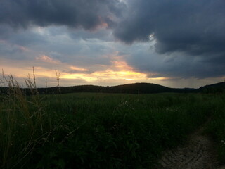 sunset over the field