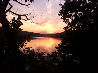 sunset over lake