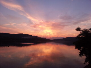 sunset over the lake
