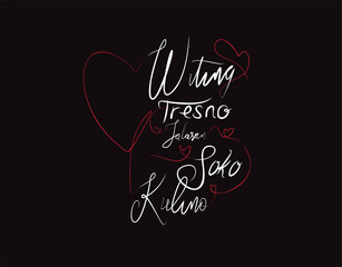 Witing tresno jalaran soko kulino (Love comes because it's used to it) lettering text on Black background in vector illustration