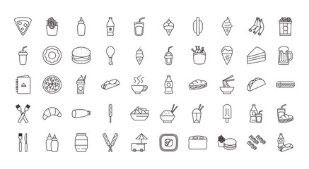 fast food line style icon set vector design