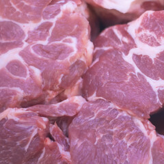 Fresh Pork Meat In Market Stock Photo