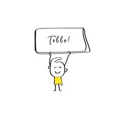 vector of man holding placard of Tolle!