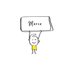 vector of man holding placard of Marca