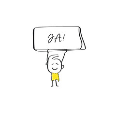 vector of man holding placard of JA!