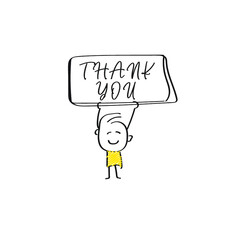 vector of man holding placard of THANK YOU