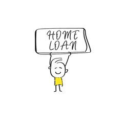 vector of man holding placard of HOME LOAN
