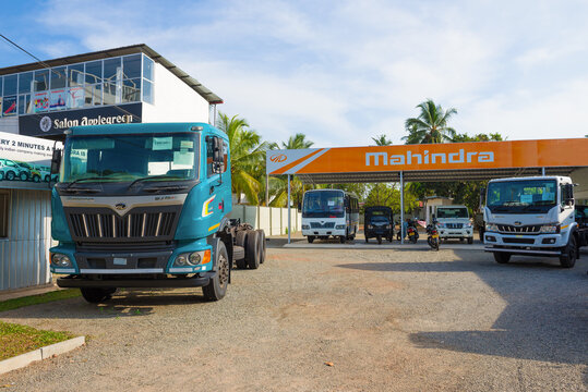 NEBOMBO, SRI LANKA - FEBRUARY 03, 2020: Show-rum of a car dealership of Mahindra company