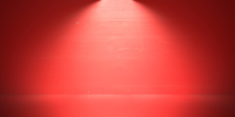 Red empty room with light, background and product display. 3d illustration