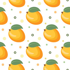 Mango seamless pattern. Sweet fruit background. Vector illustration mango. Summer template food. Repeating texture. Modern ornament. Design paper, wallpaper, textile, wrapping, cover.