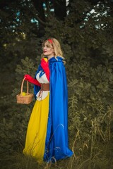 Obraz na płótnie Canvas Halloween party, ideas for girls, costume snowwhite girl, cosplay for fairy tale heroes