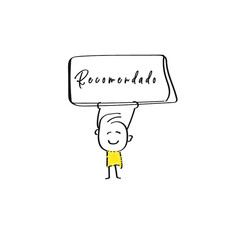 vector of man holding placard of Recomendado