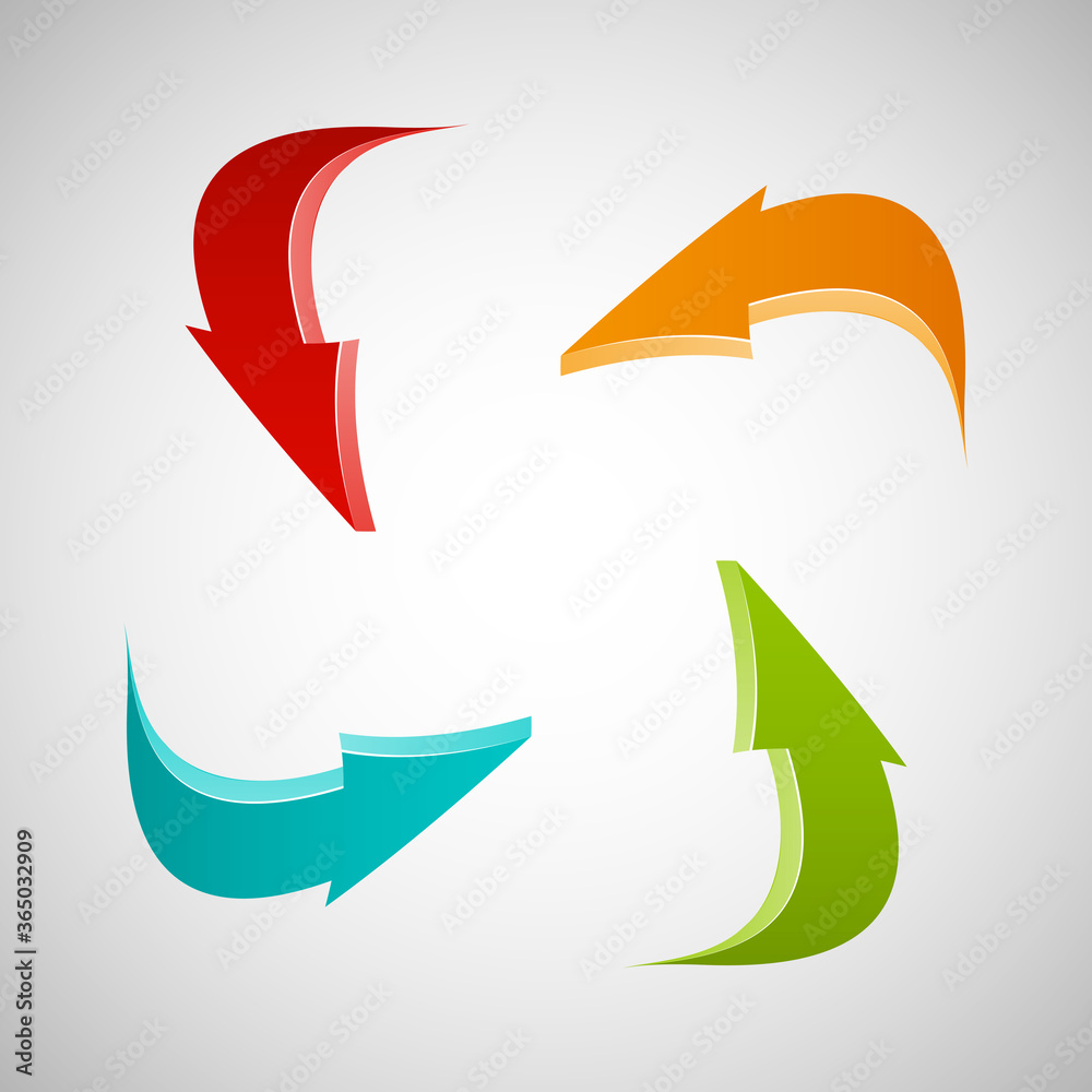 Poster Arrow banners set. Direct shape. 3d Abstract Background. Business infographic presentation diagram. Section compare service. Up and down trend. Paper index. Exact pointer