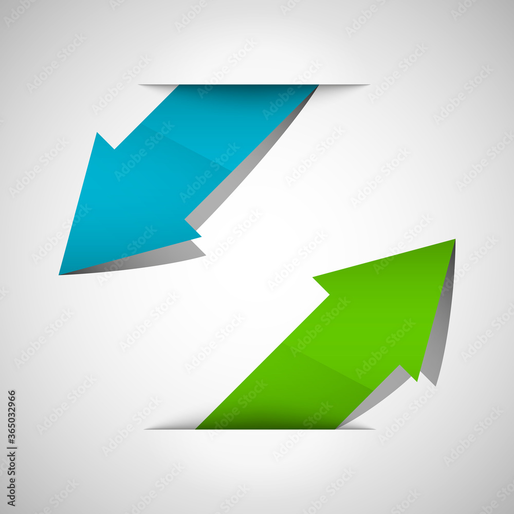 Poster Arrow banners set. Direct shape. 3d Abstract Background. Business infographic presentation diagram. Section compare service. Up and down trend. Paper index. Exact pointer