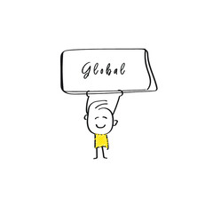 vector of man holding placard of Global