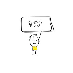 vector of man holding placard of YES!