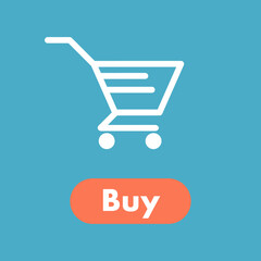 Vector illustration icon of shopping cart and buy button