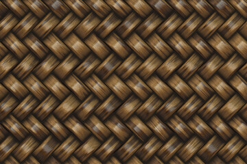 Brown wicker basket. Rattan texture. Detail handcraft bamboo weaving background. 3d illustration