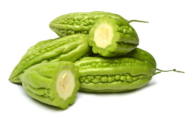 Balsam Pear Bitter Melon isolated on white background
