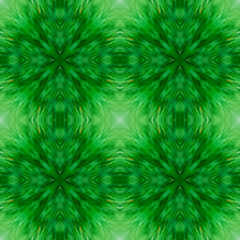 Computer graphics, illustration - a square pattern, kaleidoscope in different shades of green.