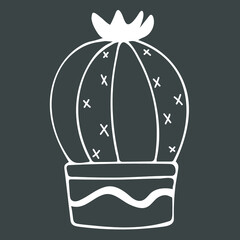 Cute cactus in the pots. Set of vector images.