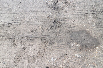 Mud, dried puddles on a sandy road