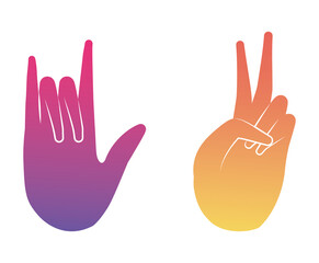 peace love and rock sign hand design of Hippie art and creative theme Vector illustration