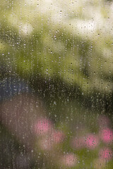 Drops of rain on the window. Copy space.