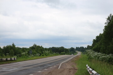 Fototapeta premium asphalt road on a summer day in the village