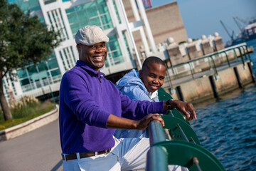 Father and son at the riverwalk