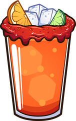 Cartoon michelada drink with lime and orange slices. Vector clip art illustration with simple gradients. Some elements on separate layers. 
