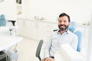 Obraz premium Man Visiting Dental Clinic For Checkup