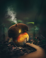 mushroom-home in the woods