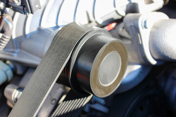 Supercharger pulley and belt