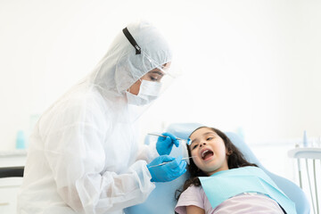 Odontologist In Protective Workwear Examining Patient