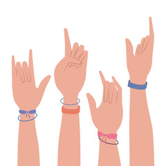 signs hands with wristbands design of People arm finger person learn communication healthcare theme Vector illustration