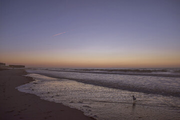 Beach Sunrise With Waves Along Shoreline in New Jersey
