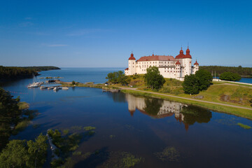 Fototapeta na wymiar The medieval Lacko castle located at the Lake Vanern.