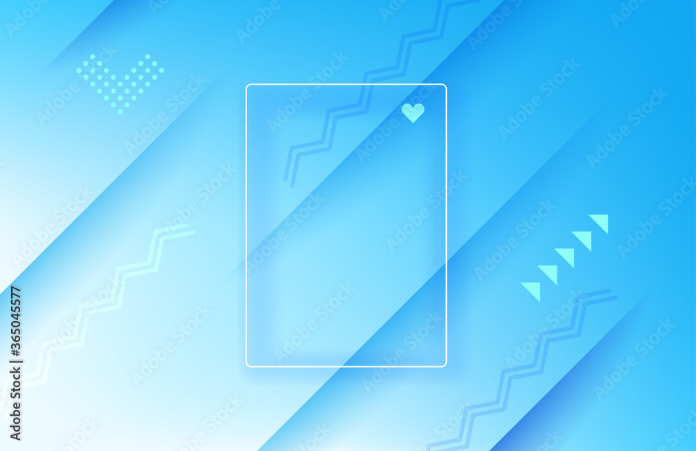 Aufkleber Abstract blue geometric vector background. Landing page template with white frame