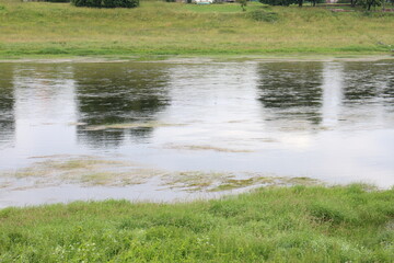 River landscape on a summer day in the village