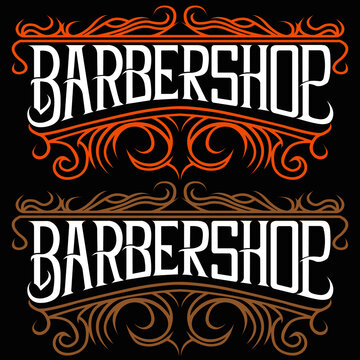 barbershop logo design with two different colors above beground black
