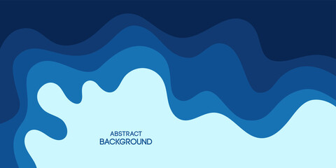 Abstract background, poster, banner. Composition of amorphous forms, liquid blue shapes. Sea, ocean, waves. Vector color illustration in flat style.