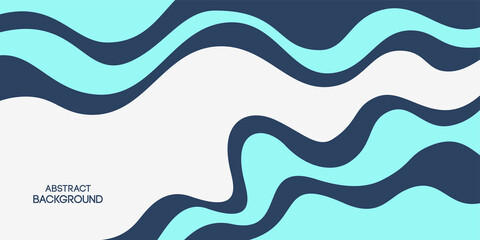 Abstract background, poster, banner. Composition of amorphous forms, liquid turquoise and dark blue shapes, lines. Vector color illustration in flat style.