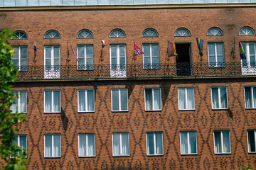architecture of historical building in the downtown area of Budapest, capital of Hungary 
